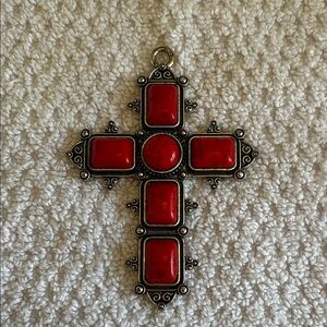 Red Ornate Cross Pendant